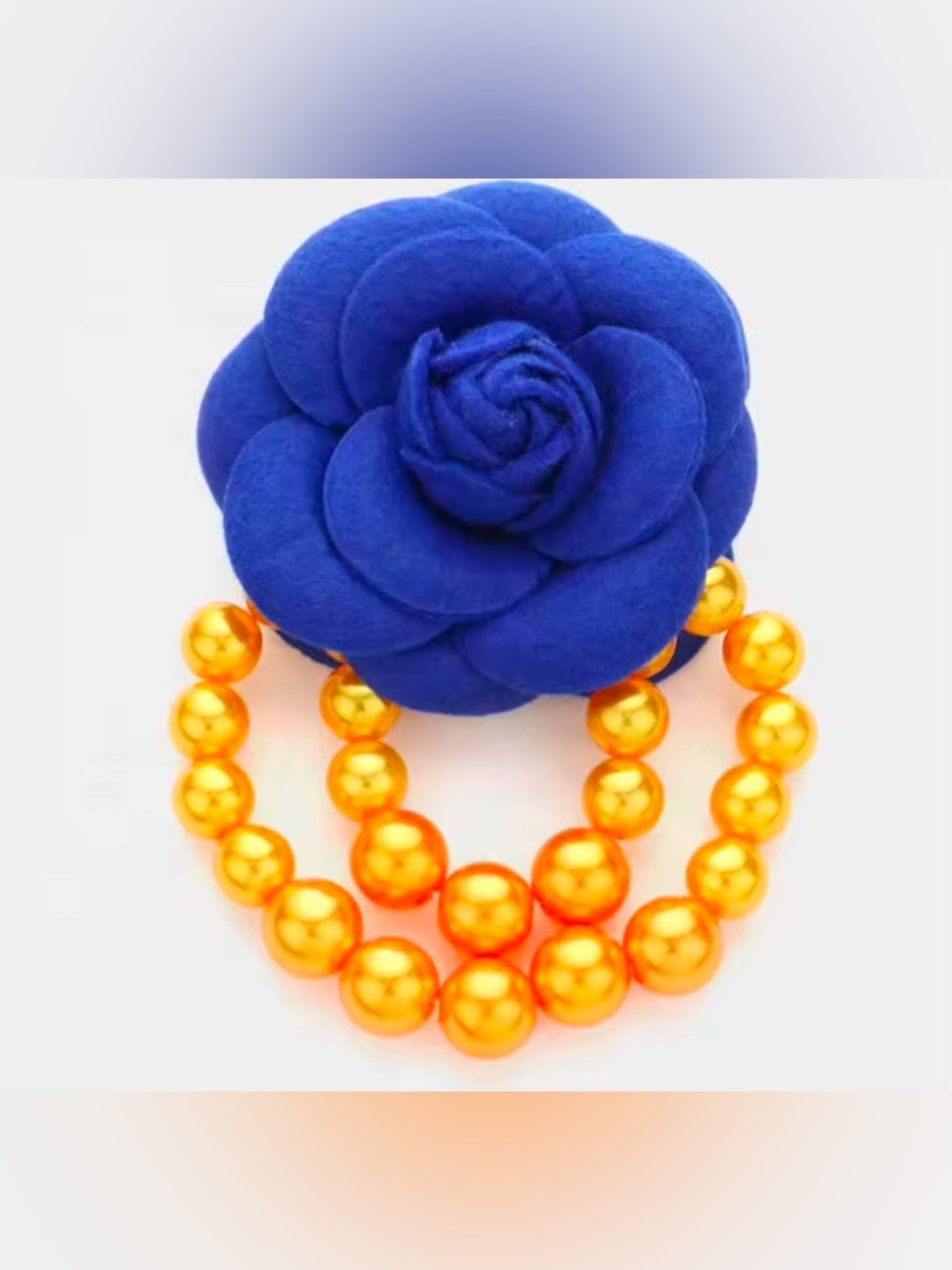 Blue & Yellow Flower Bead Pin Brooch